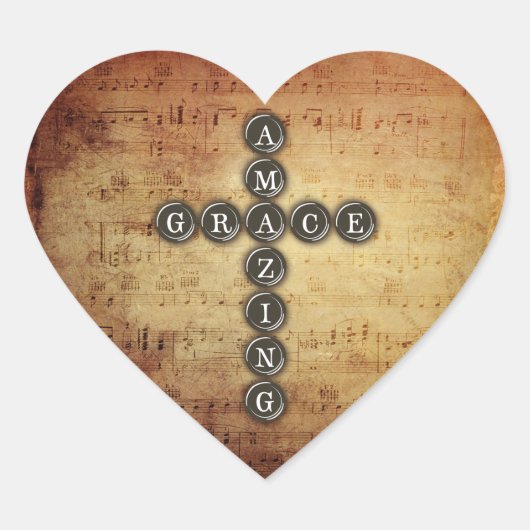 Sticker Cœur Croix de grâce Extraordinaire sur la feuille de mu (Devant)