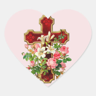 Sticker Cœur Croix florale