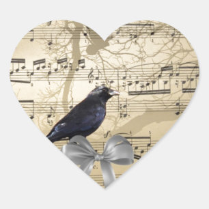 Sticker Cœur Crow sur une feuille de musique