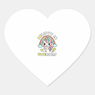 Sticker Cœur Croyez-Vous En Vous-Même Unicorn Message Positif