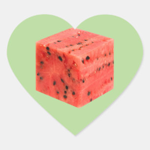 Sticker Cœur Cube d'origine frais de pastèque rouge sucrée