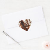Sticker Cœur Cuir de vache crème marron (Enveloppe)