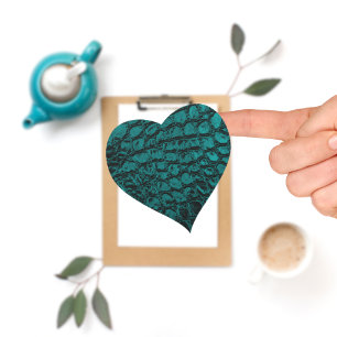 Sticker Cœur Cuir faux en teal Crocodile