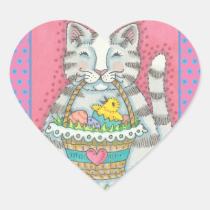 STICKER CŒUR CUISINE & PÂQUES BASKET D'OEUFS, BALISES DE CHAT