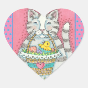 STICKER CŒUR CUISINE & PÂQUES BASKET D'OEUFS, BALISES DE CHAT