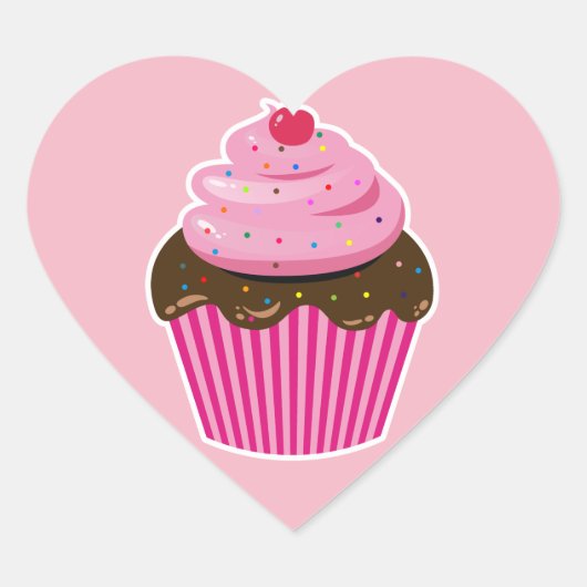 Sticker Cœur Cupcake (Devant)