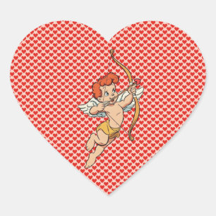 Sticker Cœur Cupidon de la Saint-Valentin vintage/retro