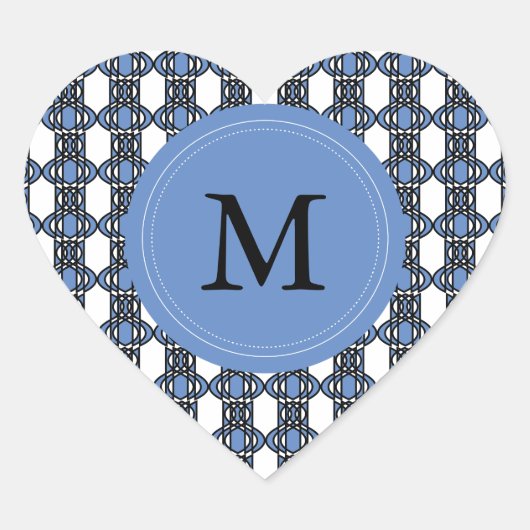 Sticker Cœur Custom Blue Abstract (Devant)