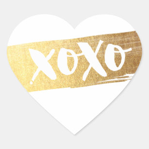 Sticker Cœur CUTE AMOUR XOXO COEUR brosse or moderne