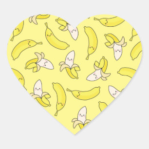 Sticker Cœur Cute Anniversaire de enfant banane Kawaii