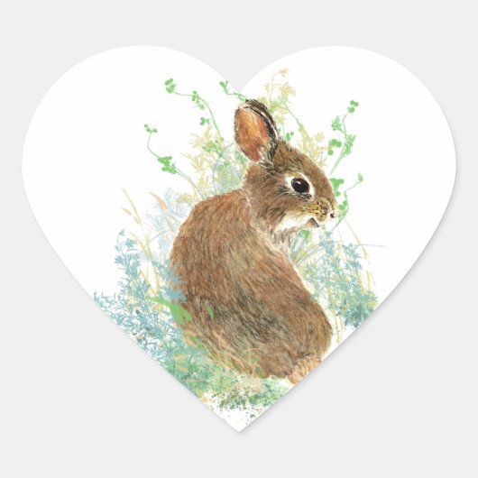 Sticker Cœur Cute aquarelle lapin lapin animal animal animal de (Devant)
