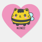 Sticker Cœur Cute Bumblebee Chat Texte personnalisé (Devant)
