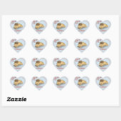 Sticker Cœur Cute Capybara et Puppy Blue Name (Feuille)