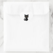 Sticker Cœur Cute chat noir 2 (Sac)