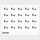 Sticker Cœur Cute Chats Noirs Kitty (Feuille)