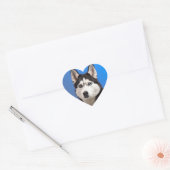 Sticker Cœur Cute Chien chiot sibérien Husky (Enveloppe)