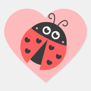 Sticker Cœur Cute coccinelle aux coeurs noirs