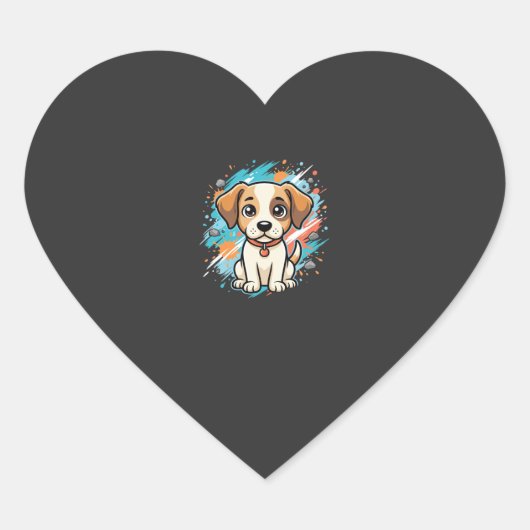 Sticker Cœur Cute Dog Paint Splash Vector Art_1 (Devant)