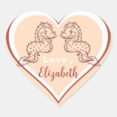 Sticker Cœur Cute Dragon chinois Saint Valentin rose (Devant)