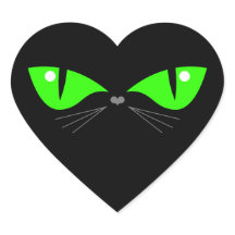 Cute drôle Chat noir visage vert yeux Whiskers