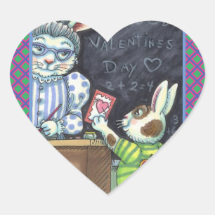 STICKER CŒUR CUTE ENSEIGNANT'S PET, APPLE & VALENTINE BUNNY RAB