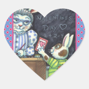 STICKER CŒUR CUTE ENSEIGNANT'S PET, APPLE & VALENTINE BUNNY RAB