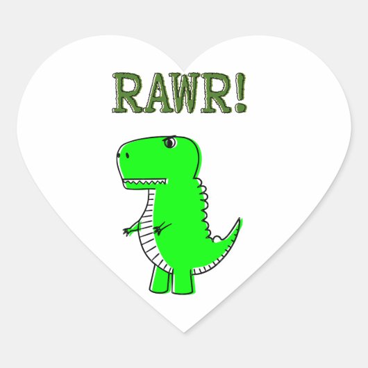 Sticker Cœur Cute et en colère Rex RAWR (Devant)