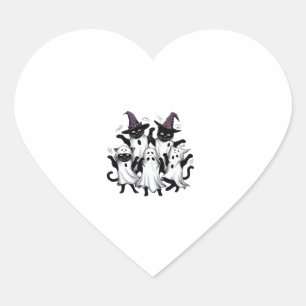 Sticker Cœur Cute Fantôme Chats Drôle Halloween Costumes Chat N