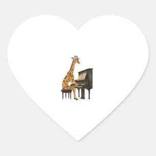 Sticker Cœur Cute Giraffe Jouer Piano Giraffes Musicien Musique