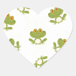 Sticker Cœur Cute Green Frog