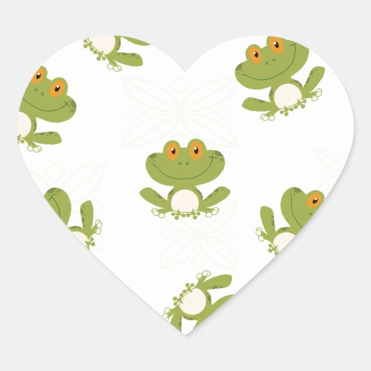 Sticker Cœur Cute Green Frog (Devant)