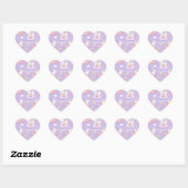 Sticker Cœur Cute Kawaii Bunny Heart Moon Pattern (Feuille)