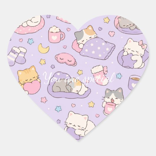 Sticker Cœur Cute Kawaii Capybara Pattern | Cozy Pastel (Devant)