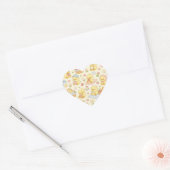 Sticker Cœur Cute Kawaii Chick Picnic Pattern | Pastel Spring  (Enveloppe)