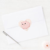 Sticker Cœur Cute Kawaii chubby porc rose (Enveloppe)