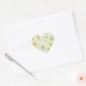 Sticker Cœur Cute Kawaii Frog Pattern | Green Pastel (Enveloppe)