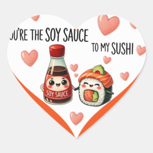 Sticker Cœur Cute Kawaii Soy Sauce et Sushi