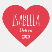 Sticker Cœur Cute Love Heart Custom Text Name Modern Valentine (Devant)