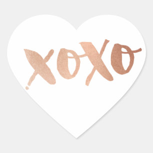 Sticker Cœur CUTE LOVE XOXO COEUR rose moderne or tendance blan