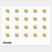Sticker Cœur Cute Lovebird Jaune Vert Inséparables Mariage (Feuille)