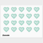 Sticker Cœur CUTE MERCI HEART SEAL script moderne menthe blanc (Feuille)