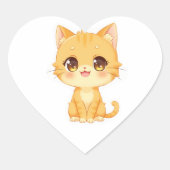 Sticker Cœur Cute Orange Kitten (Devant)