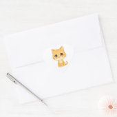 Sticker Cœur Cute Orange Kitten (Enveloppe)