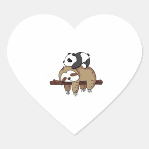 Sticker Cœur Cute Panda dormant sur Sloth Sweat - shirt à capuc