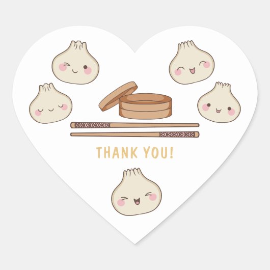 Sticker Cœur Cute Petit Merci de Baby shower Dumpling (Devant)