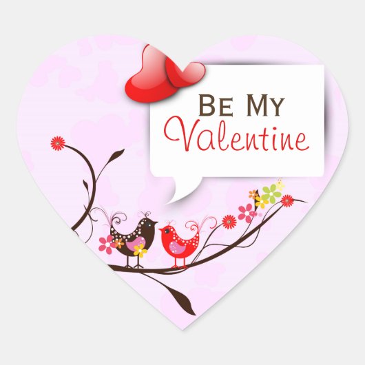 Sticker Cœur Cute Rose Brown & Rouge Valentines Inséparables (Devant)