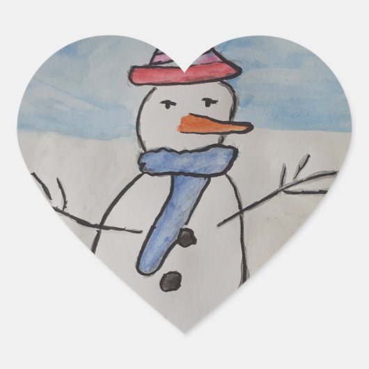 Sticker Cœur Cute Snowman (Devant)