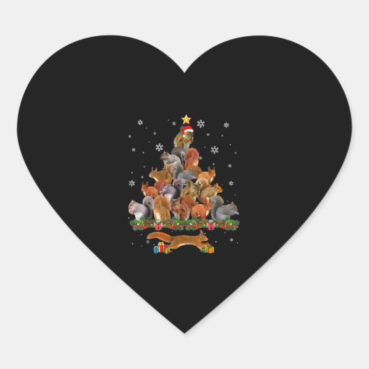 Sticker Cœur Cute Squirrel Christmas Tree gift decor Xmas tree (Devant)