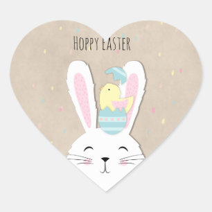 Sticker Cœur Cute style artisanal lapin de Pâques