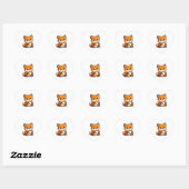 Sticker Cœur Cute Tea Fox Illustration – Cozy Fox Drinking Tea (Feuille)
